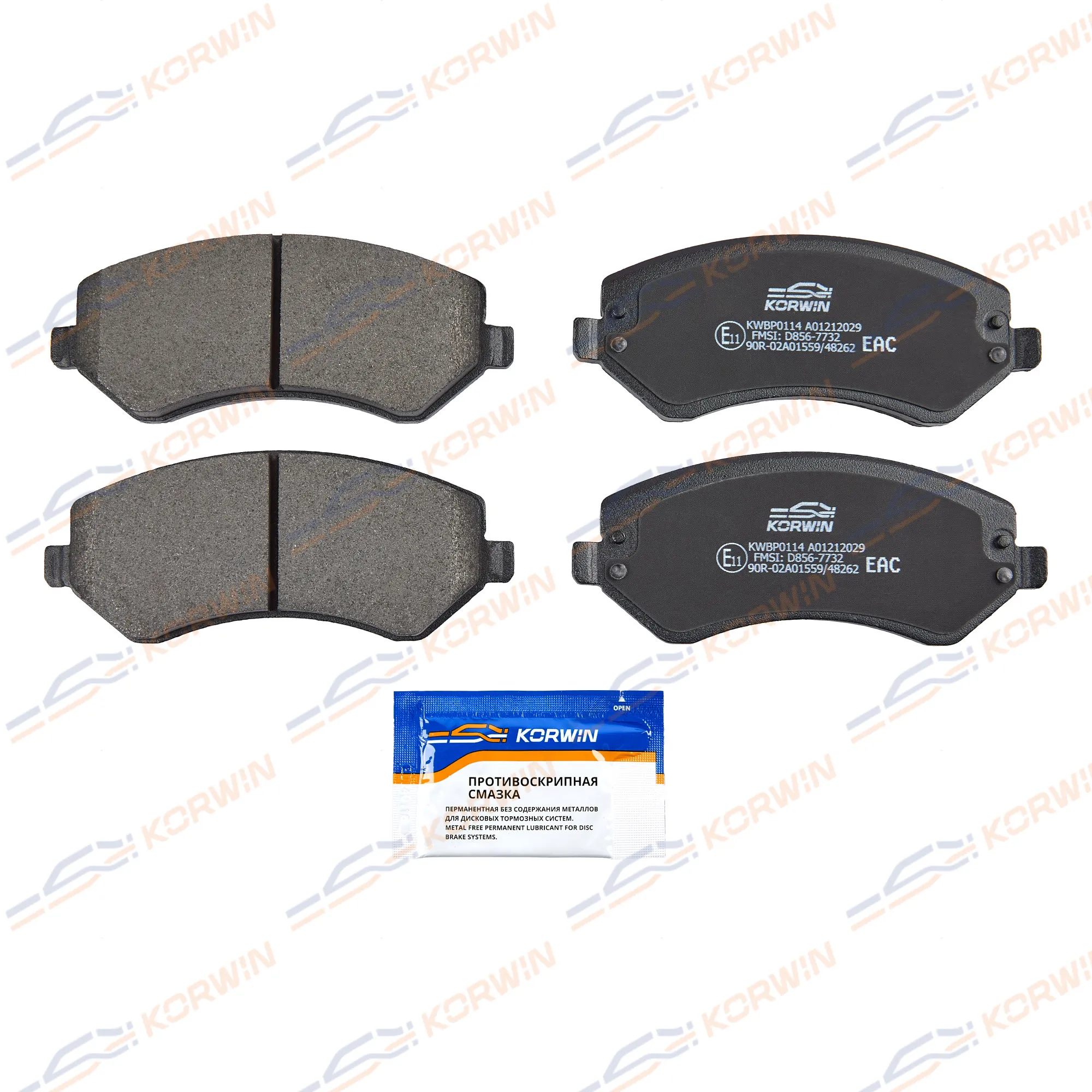 Колодки тормозные перед. Chrysler Voyager IV -08/Caravan/Jeep Cherokee (KJ) -08 KORWIN KWBP0114