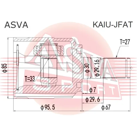 Шрус внутренний 26x41x27 (oem-исполнение) KIA OPTIMA ASVA KAIU-JFAT