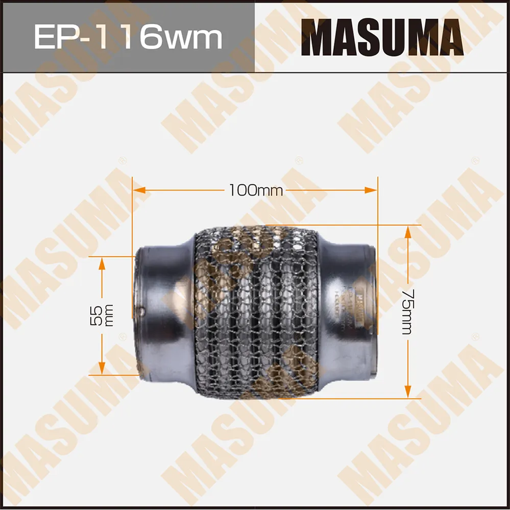 Гофра глушителя 3-х слойная 55х100 3-х слойная, wiremesh, interlock, 55х100 MASUMA EP-116wm