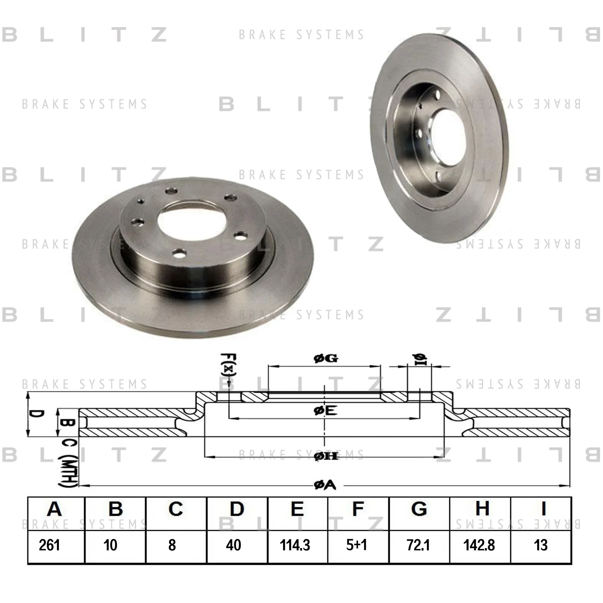 Диск тормозной задний MAZDA 323/626/MX-6/PREMACY/XEDOS 6 92-> BLITZ BS0138
