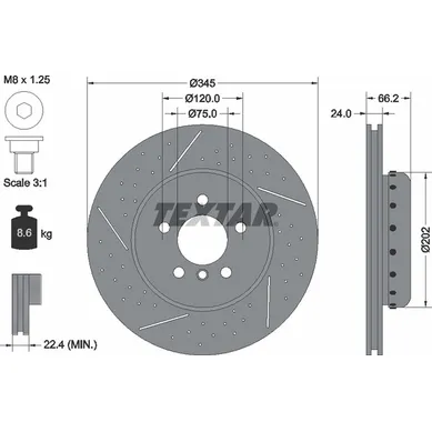 Диск тормозной задний двухкомпонентный с покрытием BMW/ BMW (BRILLIANCE) TEXTAR 92265525
