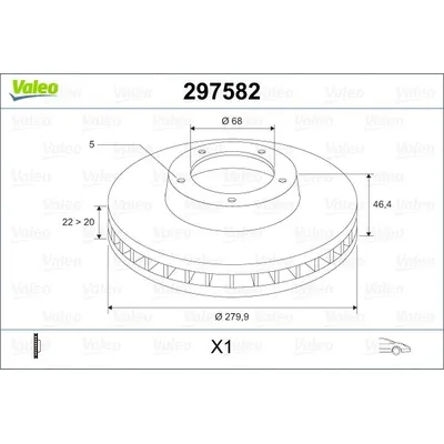 Диск тормозной передний VALEO 297 582