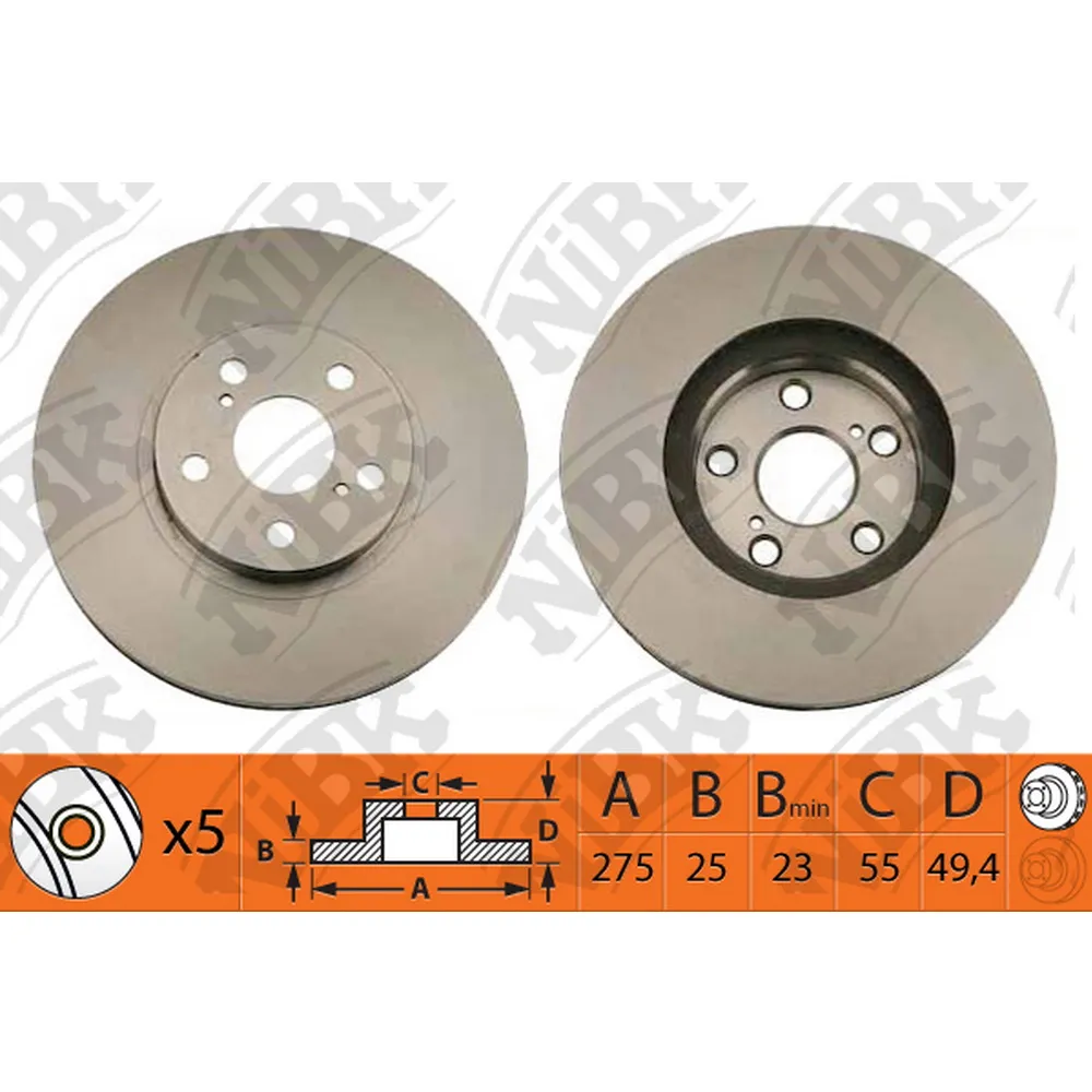 Диск тормозной передний TOYOTA MATRIX NIBK RN1142