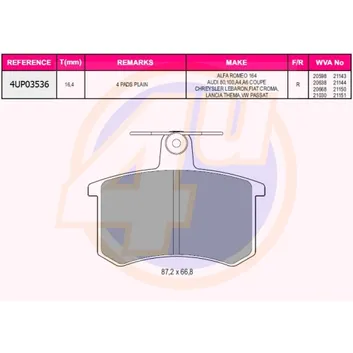 Колодки задние AUDI 80/100/A4/A6/A8 -00. FIAT CROMA 1.6-2.5TD 85-96 4U 4UP03536