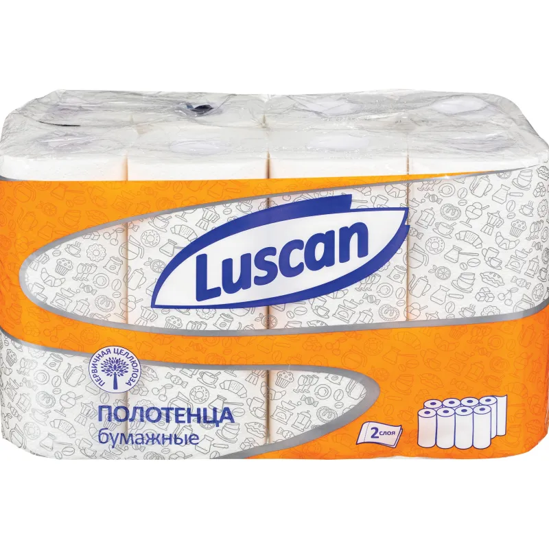 Полотенца бумажные LUSCAN 2-сл.,с тиснением, 8рул./уп 1178130