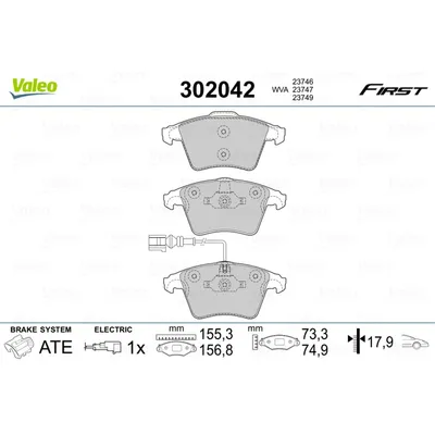 Колодки тормозные перед VALEO 302042