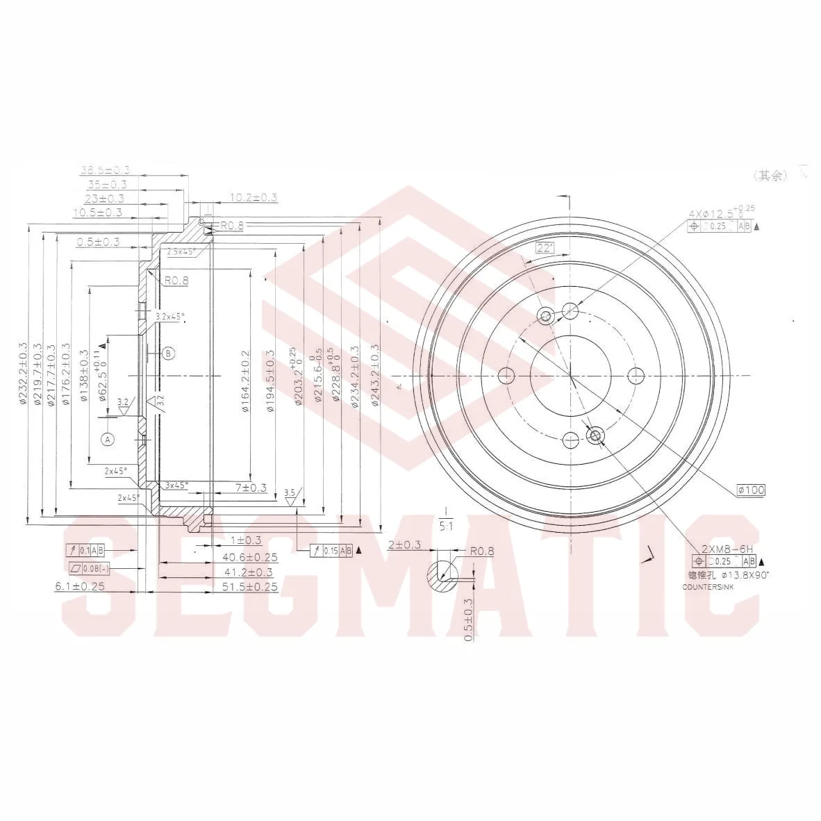 Барабан торм. HYUNDAI ACCENT/i20/KIA RIO 05- SEGMATIC SDB30053022