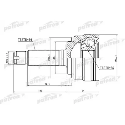 ШРУС наружный 30x64x36 ACURA MDX YD2 07-13 PATRON PCV1289