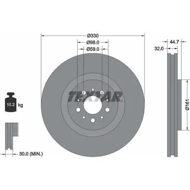 Диск тормозной передний стандартный ALFA ROMEO TEXTAR 92119600