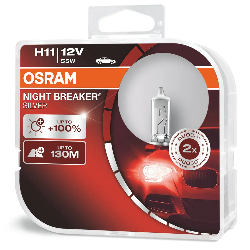 Лампа 12V H11 55W PGJ19-2 OSRAM NIGHT BREAKER SILVER 2 шт. картон 64211NBS-HCB