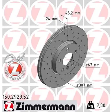 Диск тормозной передний SPORT Z ZIMMERMANN 150.2929.52