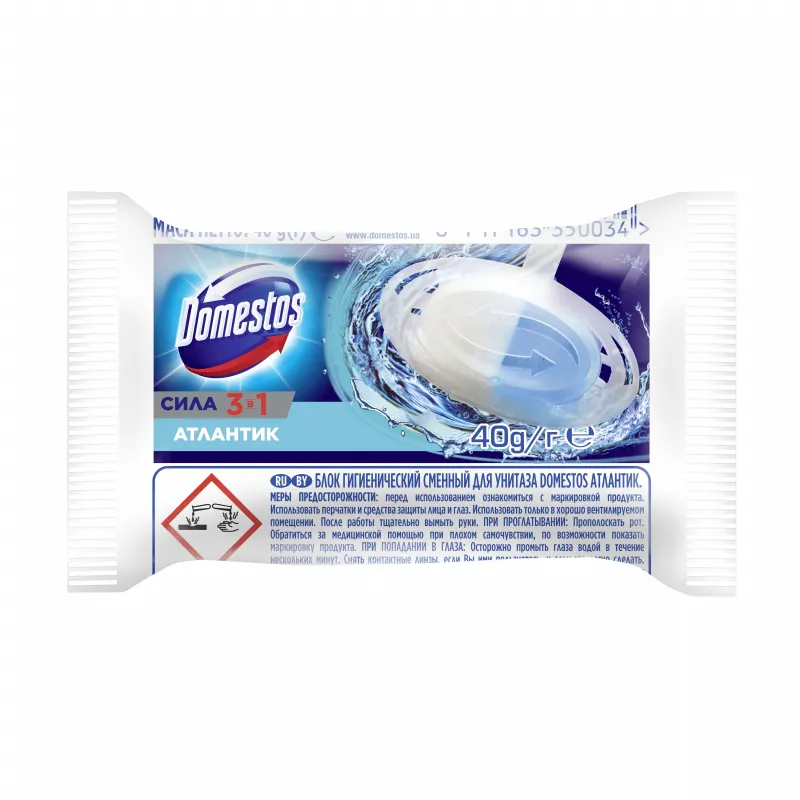 Блок для унитаза гигиенический Domestos сменный Атлантик 40 гр 1301164