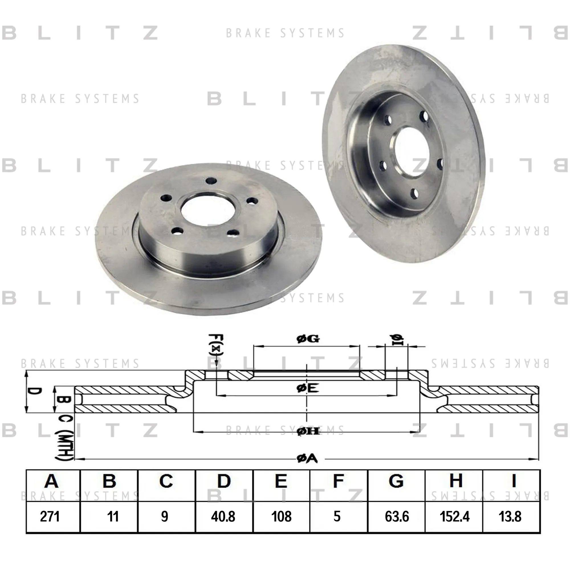Диск тормозной задний FORD FOCUS 11-> BLITZ BS0331