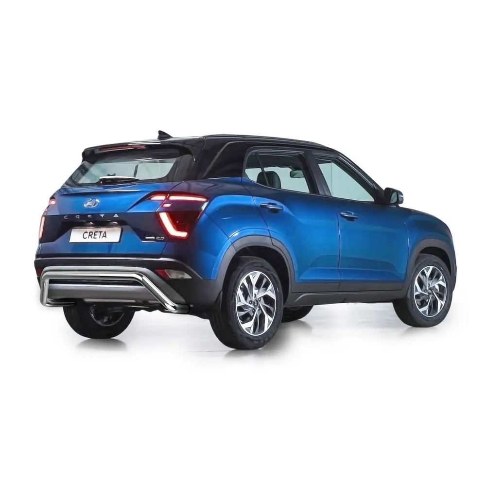 Защита заднего бампера d57 скоба Rival для Hyundai Creta II 2021-н.в., нерж. сталь, RIVAL R.2315.004