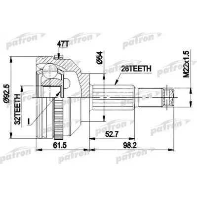 ШРУС наружн к-кт 26x54x32 ABS:47T CHRYSLER: VOYAGER II PATRON PCV1438