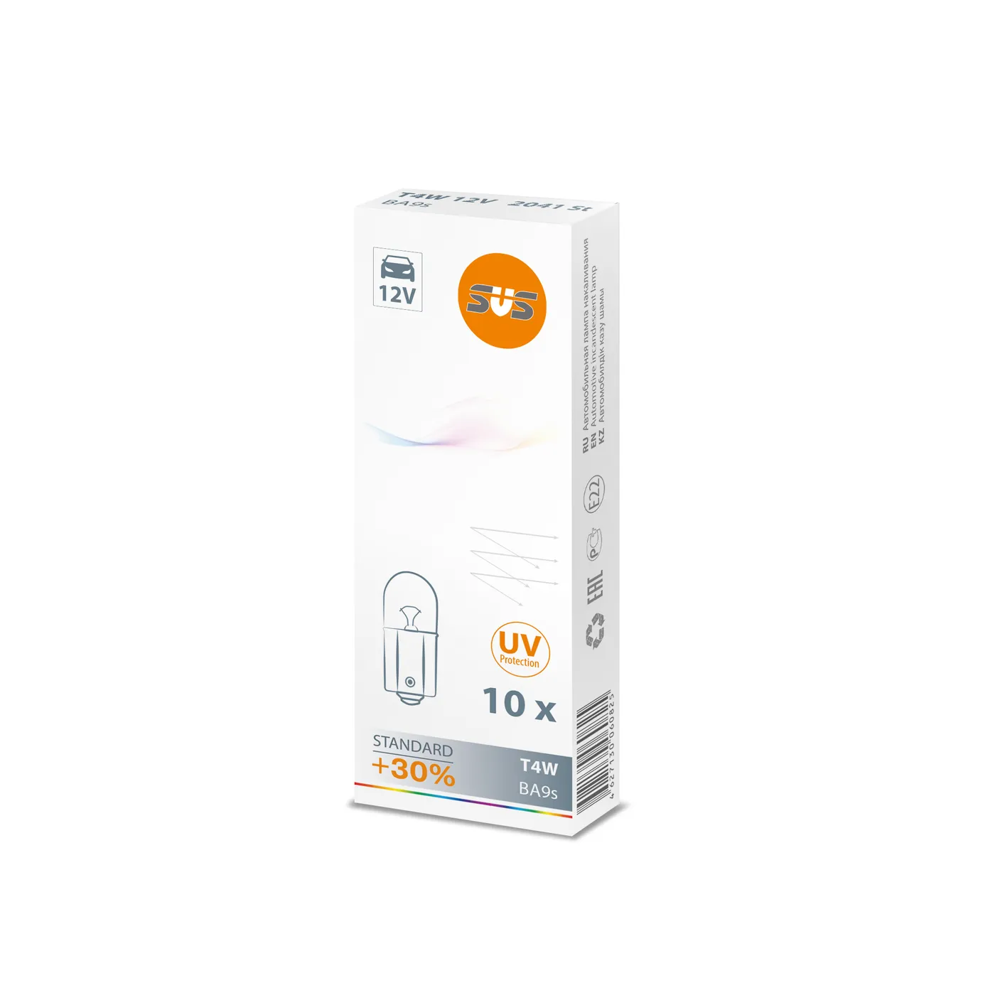 Лампа 12V T4W 4W +30% BA9s SVS Standard 1 шт. картон 0200041000