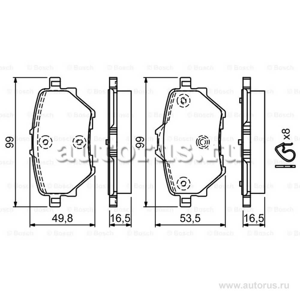 Комплект тормозных колодок PSA GM BOSCH 0986494716
