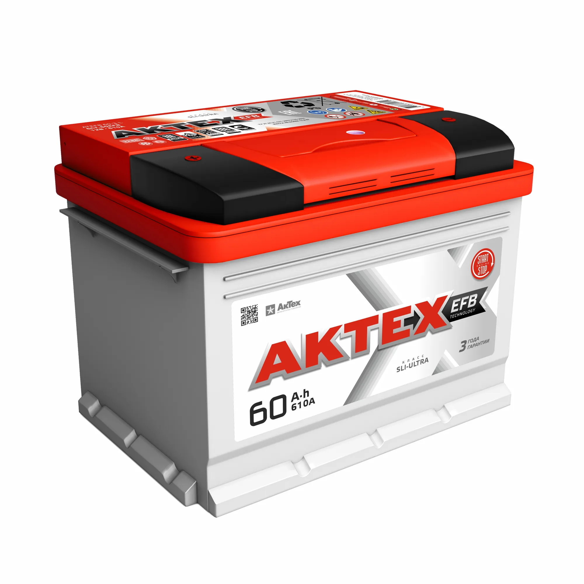 Аккумулятор АКТЕХ EFB 60 А/ч прямая L+ 242x175x190 EN610 А