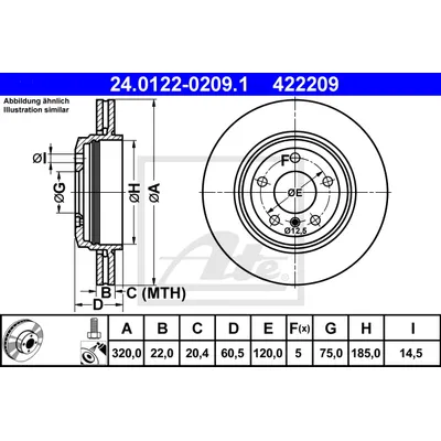 Диск тормозной задний, BMW: 3 325 XI/330 D/330 I/330 XD/330 XI 98-05, 3 TOURING 330 D/330 I/330 XD/330 ATE 24.0122-0209.1