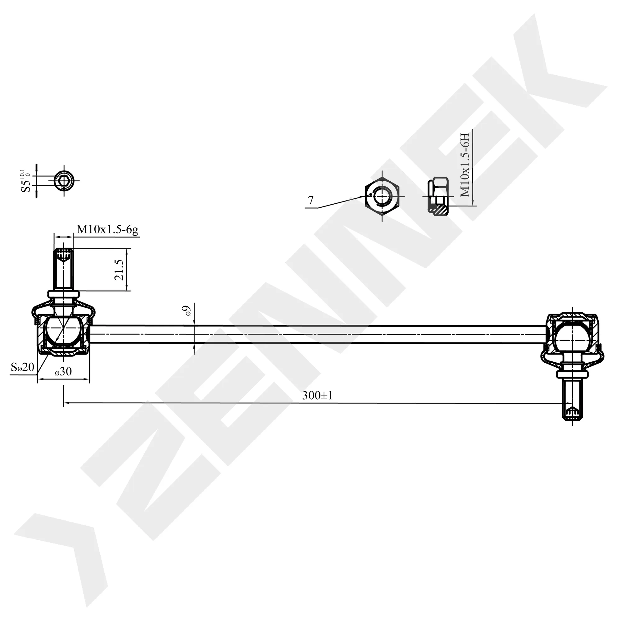 Тяга стабилизатора передняя FORD C-MAX 03-10, FOCUS 03-12, KUGA 08-12 ZENNEK DST0109