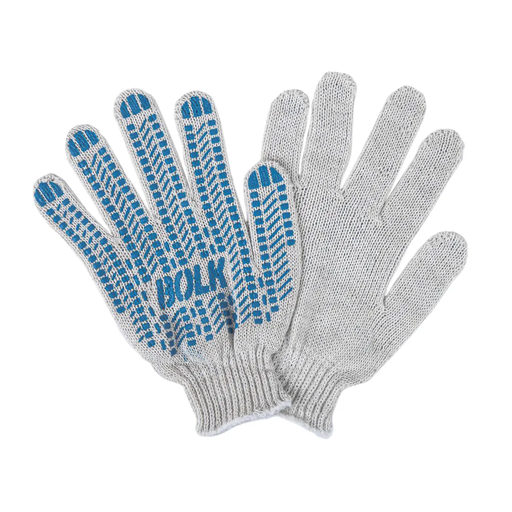 Перчатки рабочие Х/Б 7,5 класс с точечным покрытием из ПВХ BOLK BWW101001
