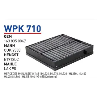 Фильтр салонный (угольный) MB W163 угольный WUNDER FILTER WPK710