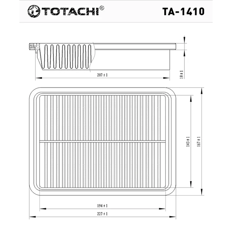 Фильтр воздушный TOTACHI TA-1410 A-176 17801-11090 MANN C 2326 TOTACHI TA-1410