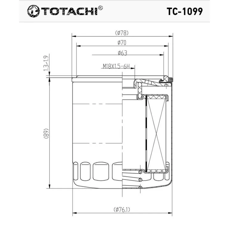 Фильтр масляный TOTACHI TC-1099 С-9201 94797406 MANN W 712/75 TOTACHI TC-1099