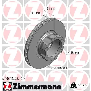 Диск тормозной передний ZIMMERMANN 400.1444.00