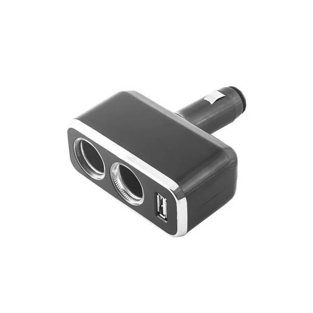 Разветвитель прикуривателя 2 гнезда + USB Черный предохранитель 5А, USB 2A, SKYWAY SKYWAY S02301021