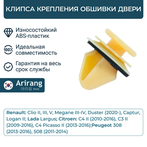 Клипса крепления обшивки двери ARIRANG ARG178615