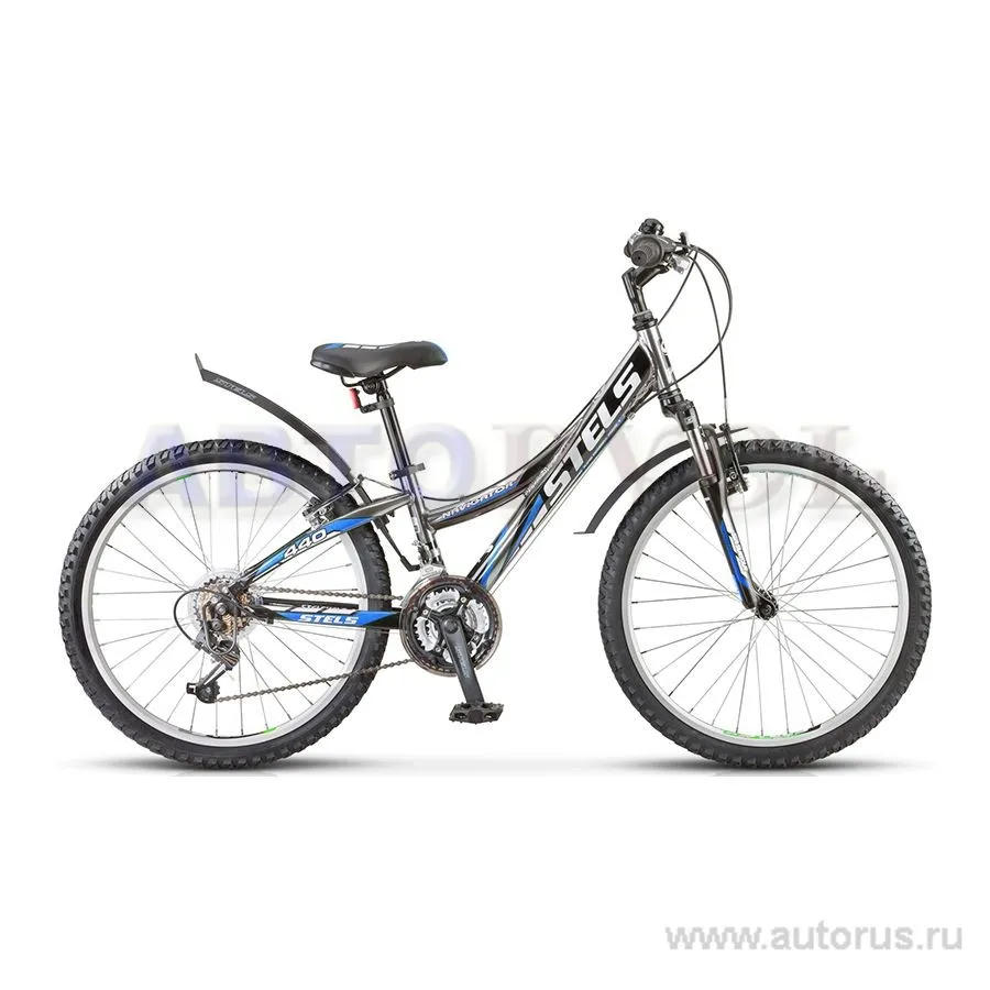 Велосипед 24 горный подростковый STELS Navigator 440 V, 2016 18 скоростей рама алюминий 11,5 черный/хром/синий