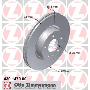 Диск тормозной OPEL OMEGA F286X24 9403- ZIMMERMANN 430147000