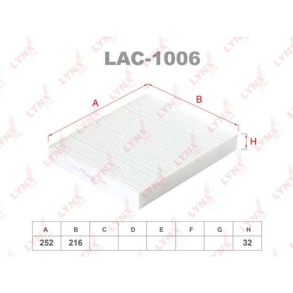 Фильтр салонный LYNXauto LAC-1006