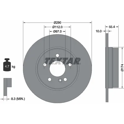 Диск тормозной задний MB W210 95-02 /D=290MM TEXTAR 92072703