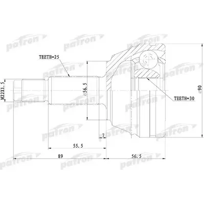 ШРУС наружный 25x56.5x30 FORD: ESCORT CLASSIC 1.8TD 10/ PATRON PCV1074