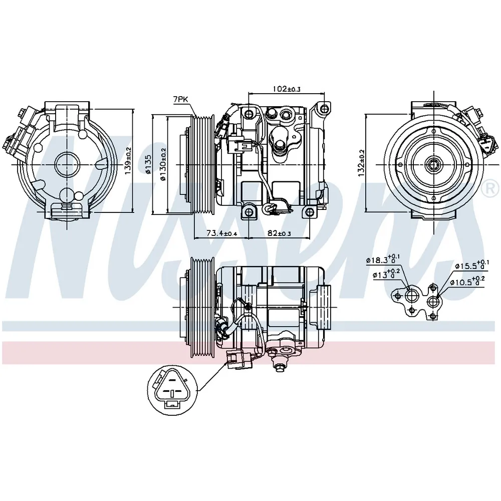 Компрессор кондиционера toyota rav 4 2.0i 00 TOYOTA RAV4 2.0/2.4 '00-05 NISSENS 89250