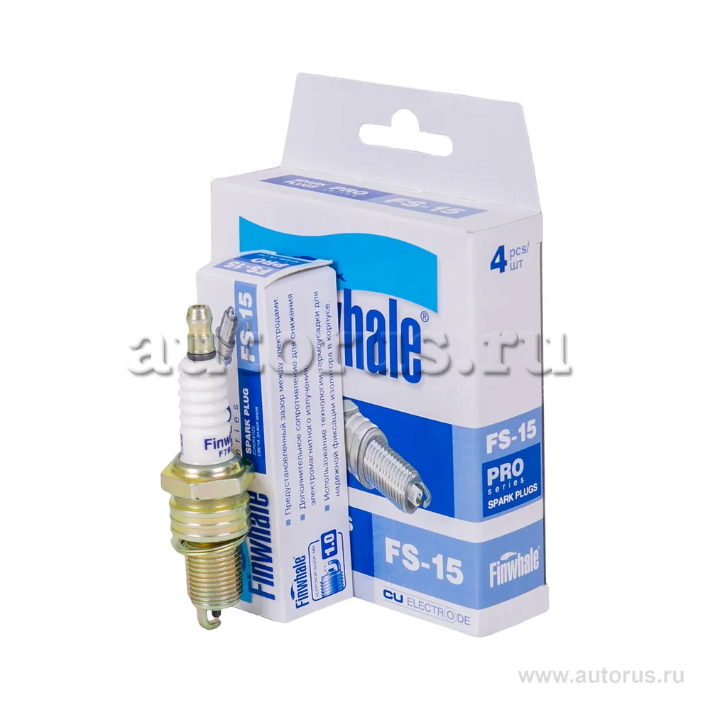 Свечи зажигания (компл 4 шт) Spark(05-10), Matiz All (08-1.0L), Aveo(72 л.с.) FINWHALE FS15
