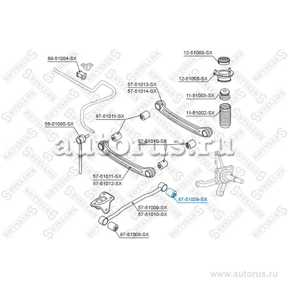 Сайлентблок зад. продол. рычага зад. Hyundai Accent all 99> STELLOX 87-51009-SX
