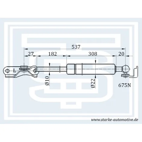 Амортизатор багажника TOYOTA CARINA E (T19) Sportwagon L --09.97 L538mm / 600N STARKE 189-019