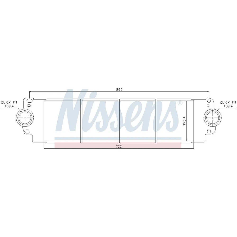 Интеркулер VW T5/Multivan 03-> mot.1,9TDI/2,5TDI NISSENS 96683