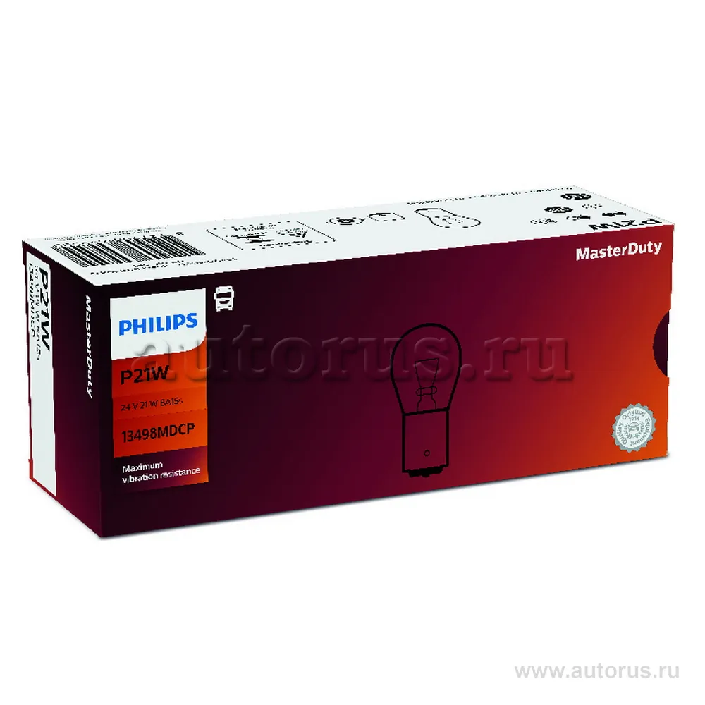 Лампа 24V P21W 21W BA15s PHILIPS MasterDuty 1 шт. картон 13498MDCP