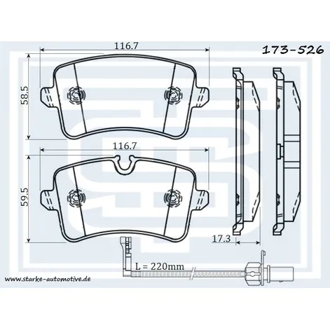 Колодки тормозные AUDI A6 (4G) задние STARKE 173526