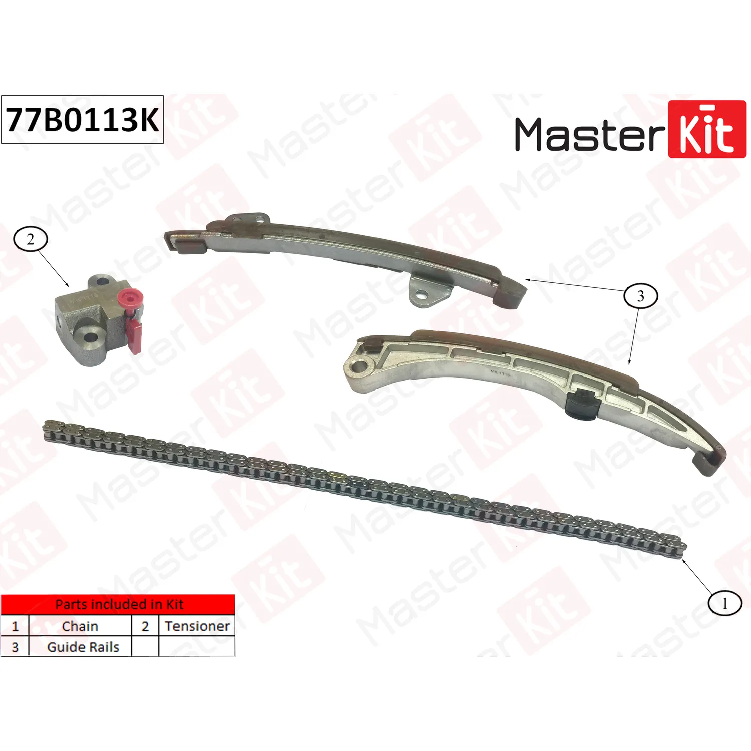Комплект цепи ГРМ Toyota Yaris/Echo 1.5i 1NZ-FE 00-06 (без звездочек) MASTERKIT 77B0113K
