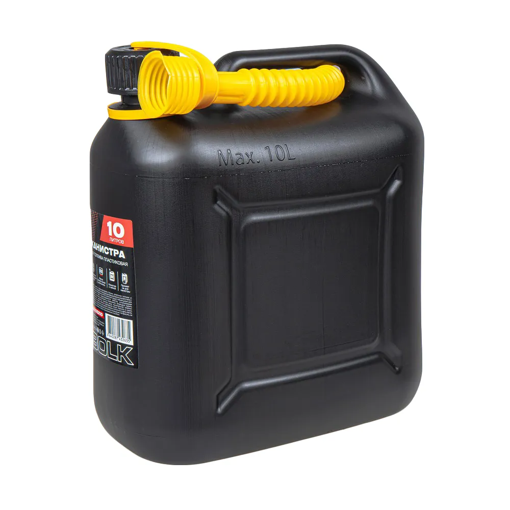 Канистра 10л для топлива пластиковая, с лейкой / черная BOLK BAA105210