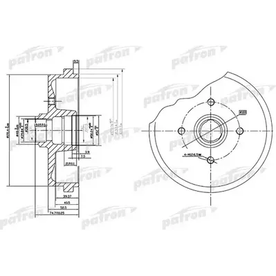 Барабан тормозной задн AUDI: 50 74-78, 80 72-78, 80 78-86, SEAT: COR PATRON PDR1184