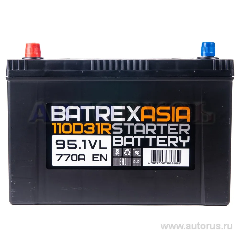 Аккумулятор BATREX ASIA 95 А/ч прямая L+ EN 770A, 306x173x221 6CT-95.1 6CT-95.1 VLA