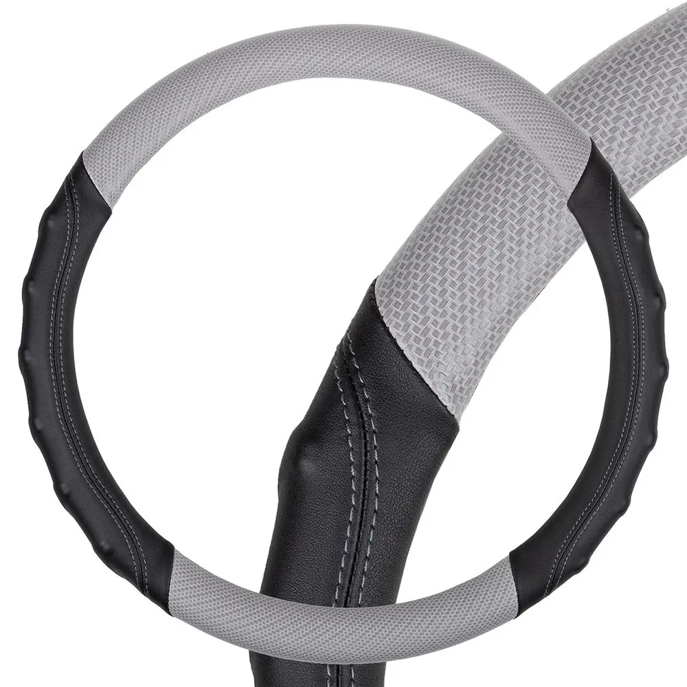 Оплетка руля SKYWAY Carbon-2 экокожа Черно/Серая М SKYWAY S01102428