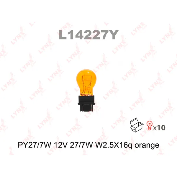 Лампа 12V PY27/7W 27/7W W2,5x16q LYNXauto 1 шт. картон L14227Y