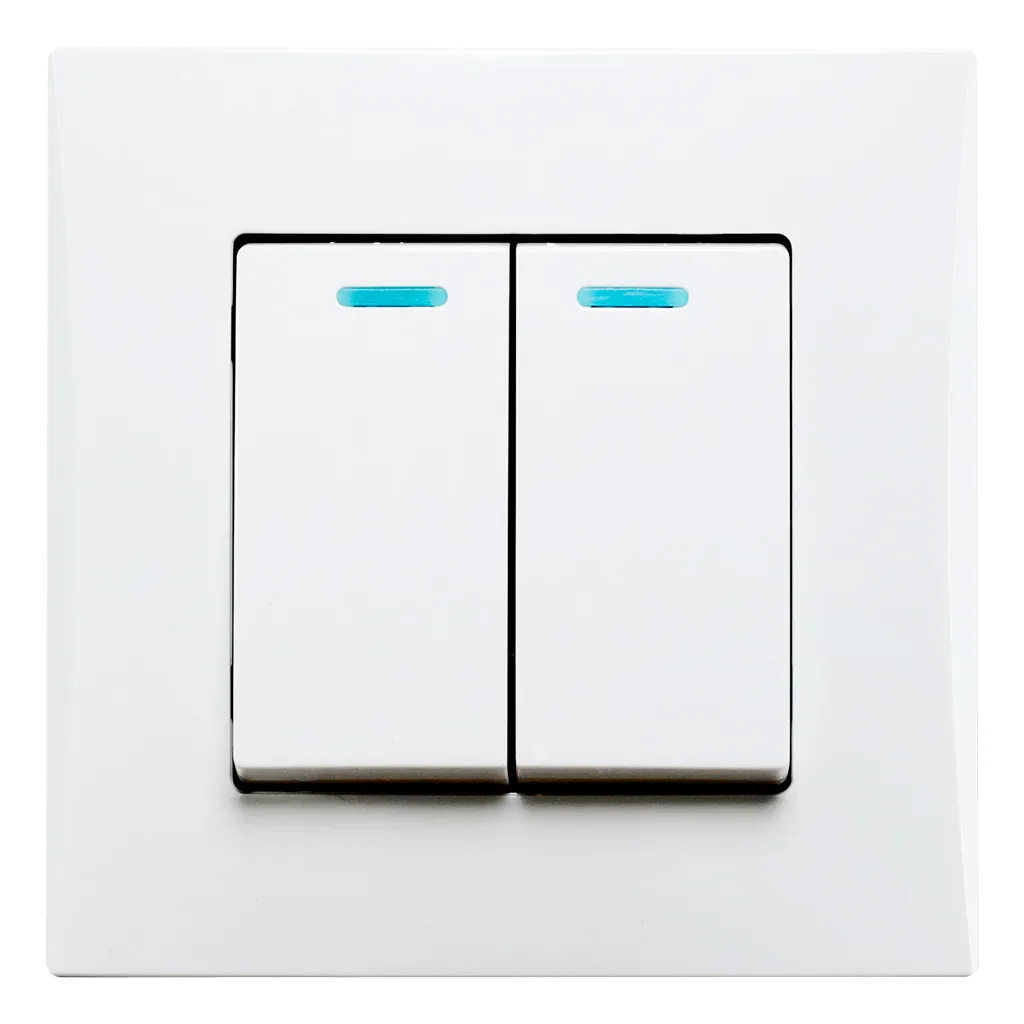 Выключатель 2-клавишный с индикатором 10а белый вега SMARTBUY SBE-08W-10-SW2-1